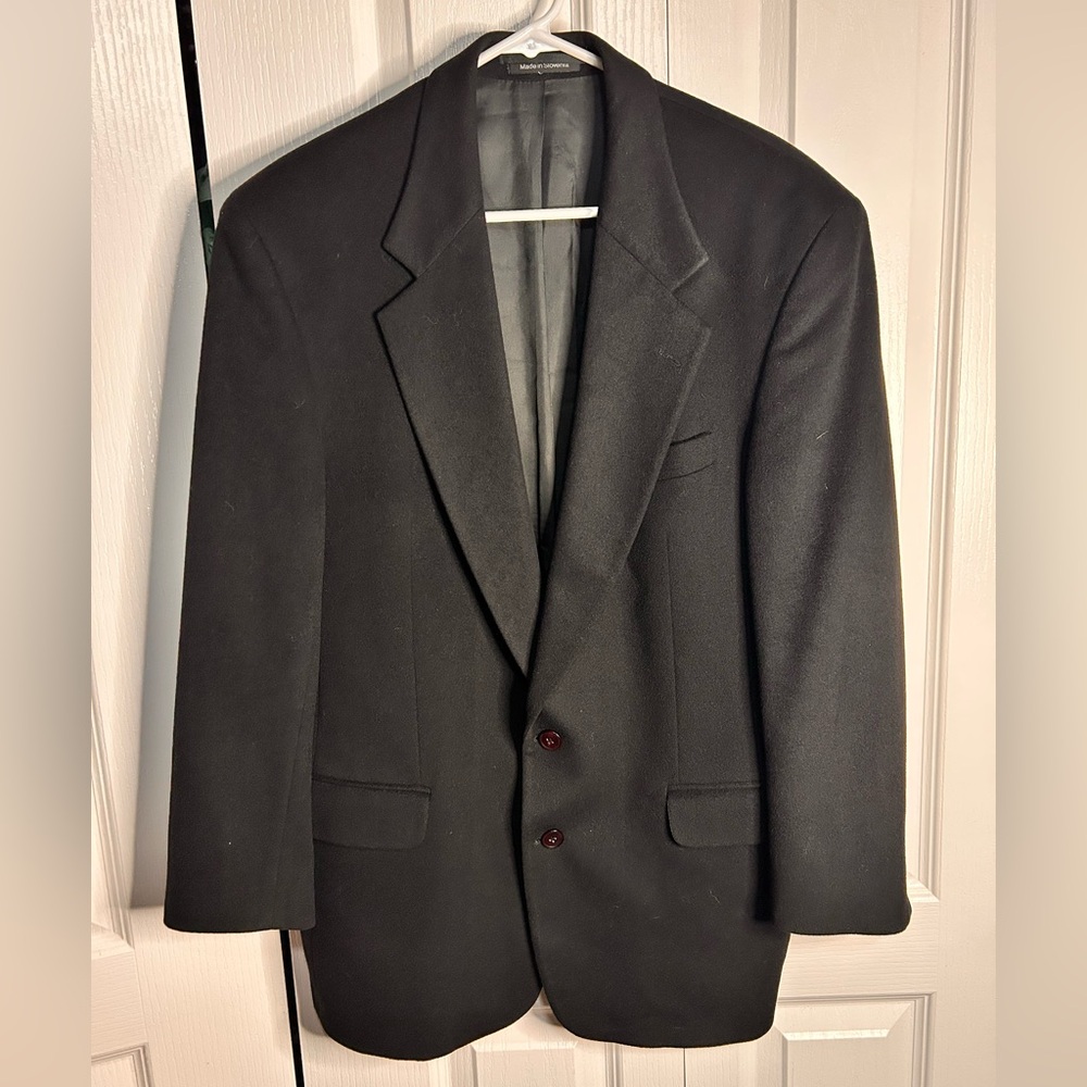 Rick Pallack Men’s Size 42R Solid Black Wool Cashmere Blend Sport Coat Blazer